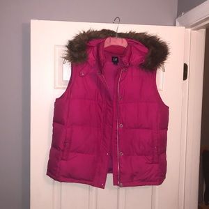 Gap Puffer Vest with Fur Hood - Size L